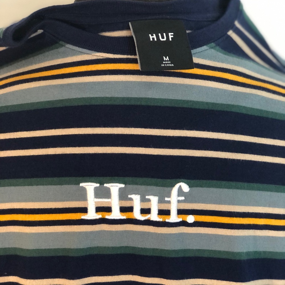 Huf striped logo shirt, men’s medium